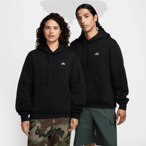 Nike SB Fleece Pullover Skate Hoodie, Black/White