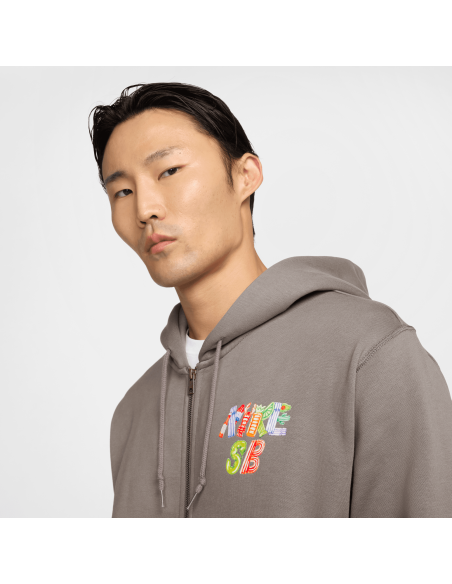 Nike SB Fleece Front-Zip Skate Hoodie, Cave Stone/White
