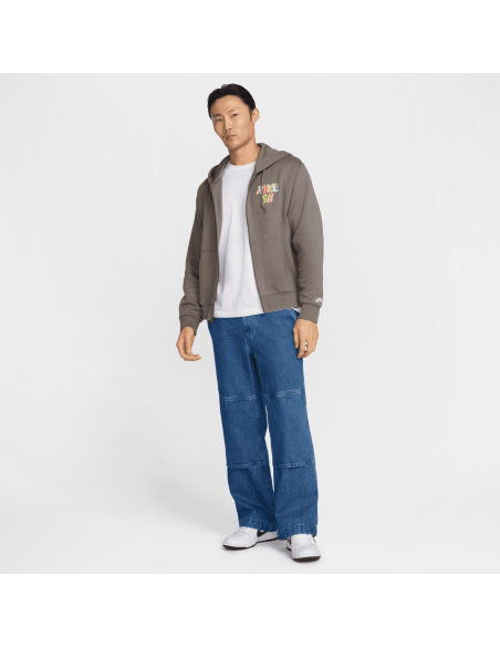 Nike SB Fleece Front-Zip Skate Hoodie, Cave Stone/White