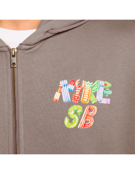 Nike SB Fleece Front-Zip Skate Hoodie, Cave Stone/White