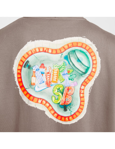 Nike SB Fleece Front-Zip Skate Hoodie, Cave Stone/White