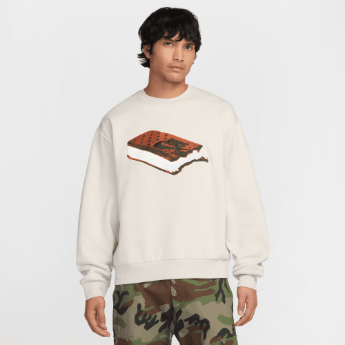 Nike SB Fleece Slider Crew, Light Bone/White