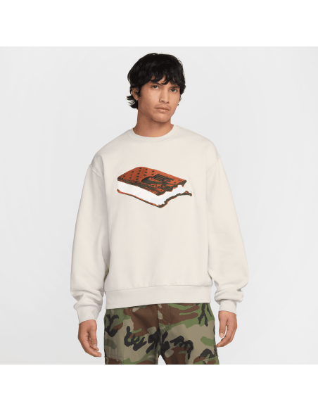 Nike SB Fleece Slider Crew, Light Bone/White