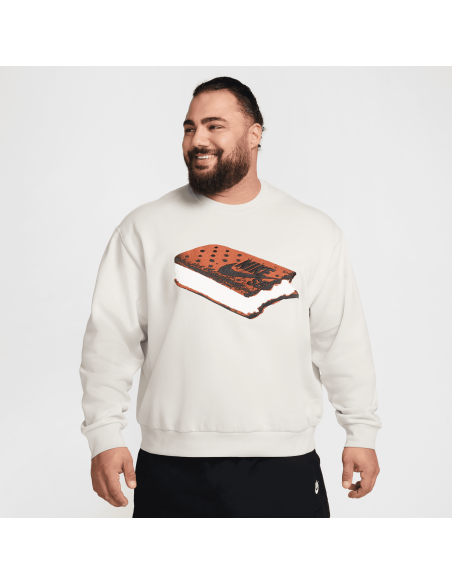 Nike SB Fleece Slider Crew, Light Bone/White