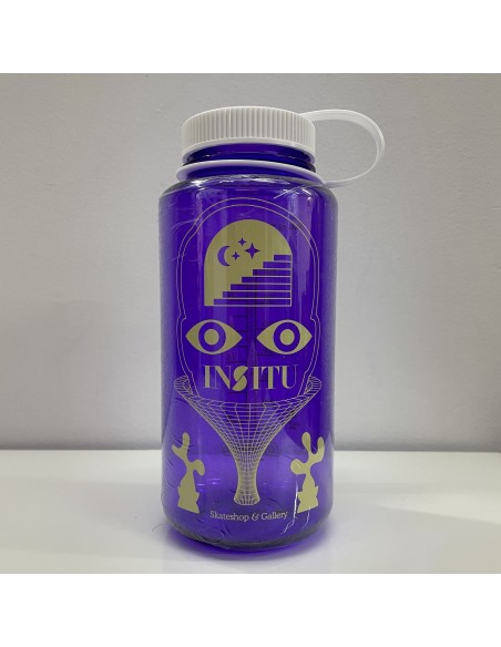 Botella Nalgene® 1L- 32oz (Boca ancha), lila y tapón blanco.