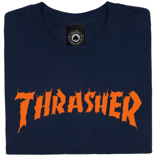 Thrasher Burn In Down T-Shirt, Navy