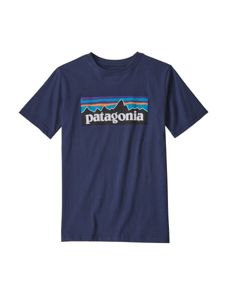 Patagonia Boy's P6 Logo Organic T-Shirt, New Navy