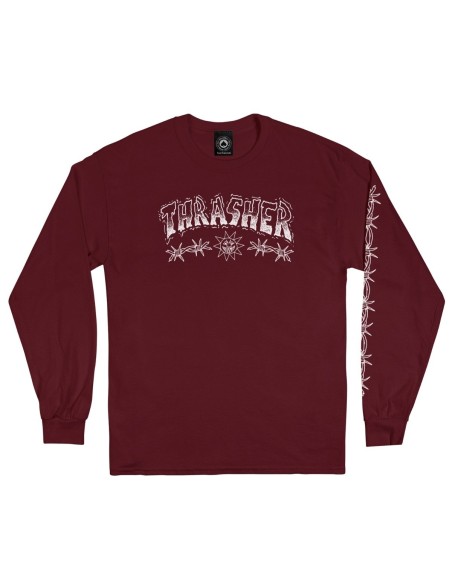 Thrasher Barbed Wire Long Sleeve, Maroon