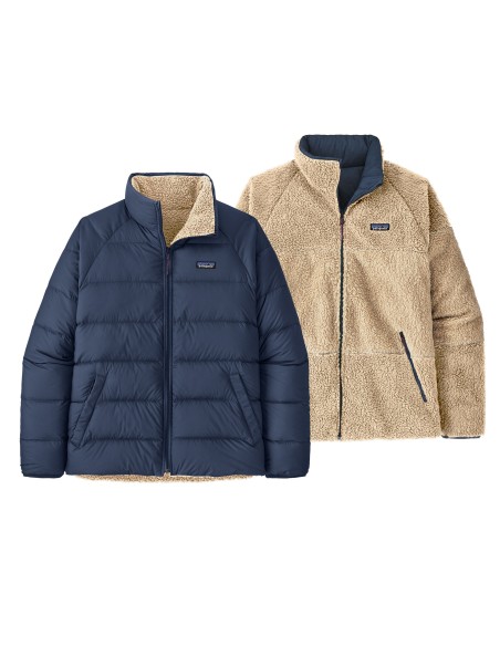 Patagonia Men's Reversible Silent Down Fleece Jacket, New Navy